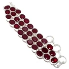 Faceted Garnet Gemstone Handmade 925 Sterling Silver Bracelet 7-8"