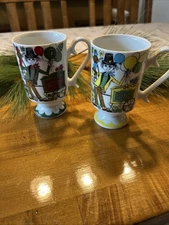 2 Vintage 70s Royal Crown Arnart Smug Mugs Organ Grinder with Monkey Kitsch Mug