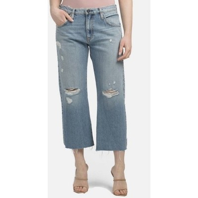 NWOT Womens Hudson Sloane Extreme Baggy Studded Cropped Raw Hem Jean Size 28