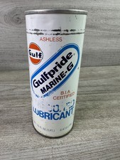 Vintage Gulfpride Marine-G 2 Cycle Engine Lubricant Oil Can 16 Fl Oz Pull Empty