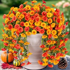 Artificial Faux Fall Hanging Flowers Plants for Outdoor Decor,2 PCS Fake Silk...