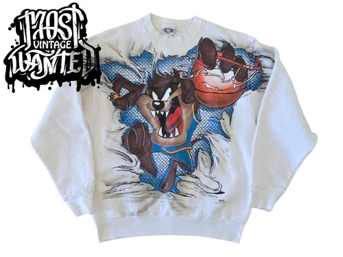 90s Looney Tunes Taz Slam Dunking Graphic Sweatshirt.