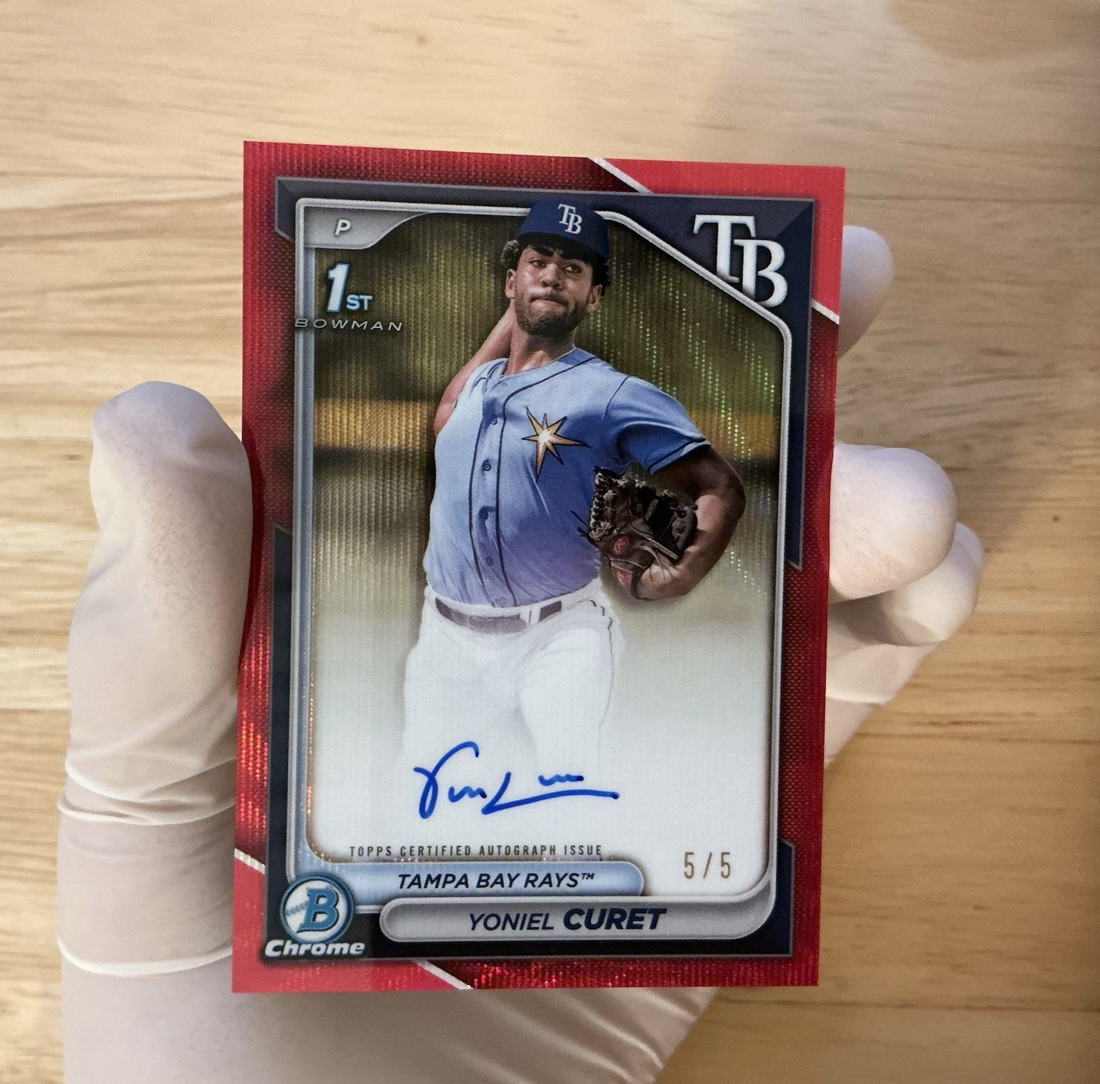 2024 Bowman Chrome Prospect Autographs Yoniel Curet #CPA-YCU Red Wave /5