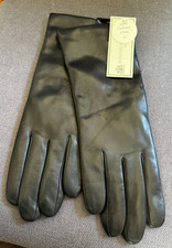 FOWNES BROTHERS New NWT Womens Gloves Size 9 Black Leather Cashmere Lined Long