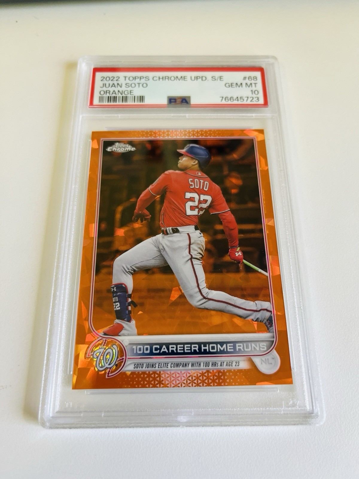 2022 Topps Chrome Sapphire Juan Soto #68 Orange /25 PSA 10 Gem Mint! SSP view 1