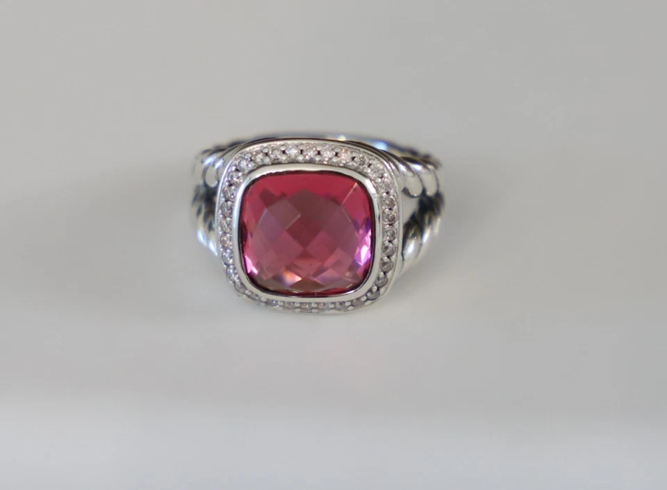 Anillo David Yurman Plata de Ley 11mm Albión Turmalina con Diamante Talla 7 Foto 3 de 4