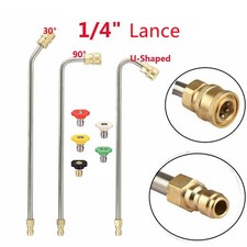 1/4" Quick Connect Rod Pressure Washer Extension Wand Lance Angle Gutter Cleaner