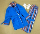 Ken Pajama Pants, Robe, Slippers Wide Awake Stripes #3377 vtg Mattel 1972 70s