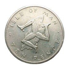 Isle Of Man 10 Pence 1976 Coin Elizabeth II Triskelion FREE DELIVERY Z708