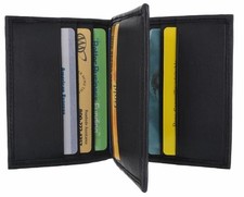 Men's Genuine Leather Compact Multi Credit Card Holder Mini Bifold Wallet Black