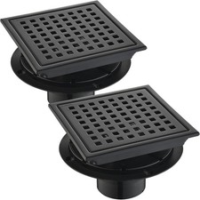 6 Inch Square Shower Drain Set of 2 with Removable, Square 304 Stainless Steel