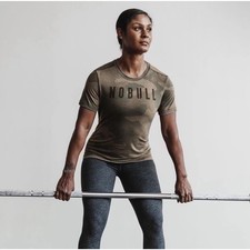 NoBull Women's Green Camo Stretch Daily Athletic Cross Fit Gym T-Shirt Size XS