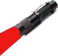 Red Light Flashlight - Zoomable Single-Mode Torch - AA Battery Powered