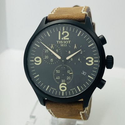 Tissot XL Chrono Men's Black Dial Sapphire Crystal Swiss Leather