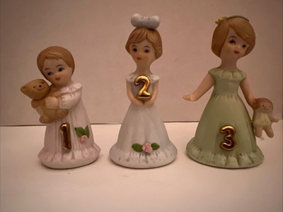 Vintage Enesco  Growing Up  Birthday Girls Figurines, 1982/83, Made In Sri Lanka