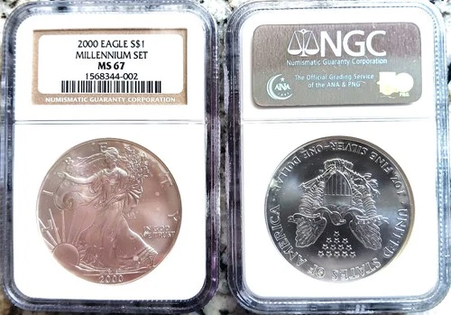 2000 Millennium Set NGC MS67 American Silver Eagle NGC Brown Label