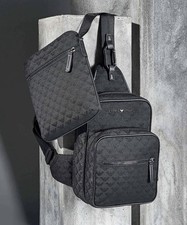 Emporio Armani Omina Jacquard Sling Bag 10” Polyester Black