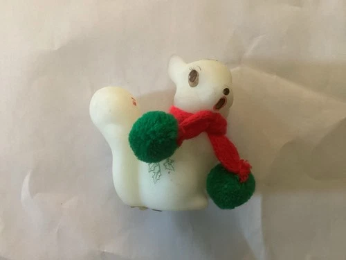 Fenton Satin Glass Squirrel Handpainted Holly Music Christmas Figurine 2 3/4”