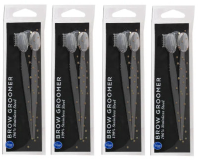 4 PACK Eyebrow Groomer Set, Double-Sided Brow Razor Tool Set, Stainless Steel