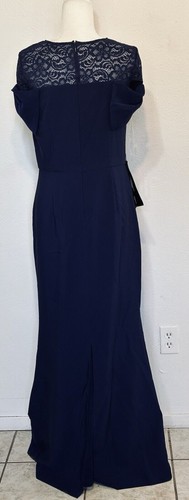 JS COLLECTIONS Women Size 10 Navy Blue Annalise Bow Mermaid Gown Formal Wedding - Picture 9 of 17