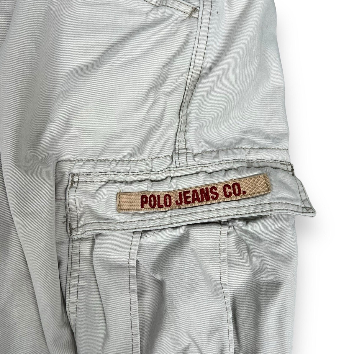 Vtg Y2K Polo Jeans Co Pants Tan Freighter Ralph Lauren Baggy Cargo 