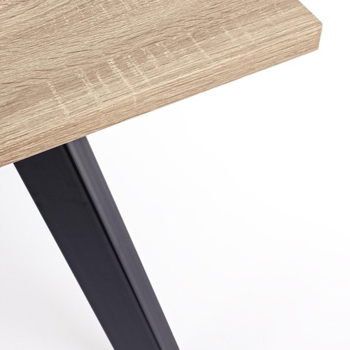 TAVOLO RETTANGOLARE GIANT 160X80 PRANZO SOGGIORNO DESIGN MDF CHIARO ACCIAIO NERO - Foto 3 di 4