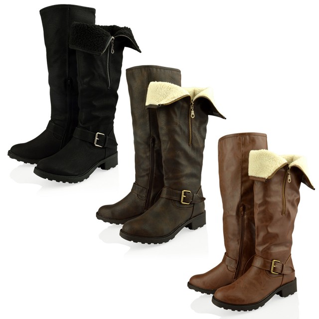 fur lined biker boots womens