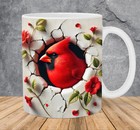 3D Red Cardinal Hole In A Wall Mug,Coffee Mug Gift for Dad, Mom,Daughter,Son,bir