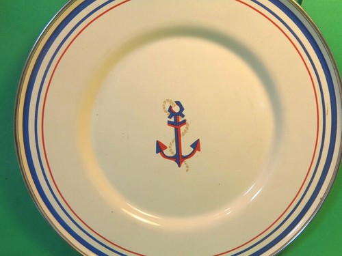 "Plato de ensalada de metal Blue Anchor 9 1/4", esmalte, picnic americano (usado/USADO EN EXCELENTE CONDICIÓN) - Imagen 3 de 10