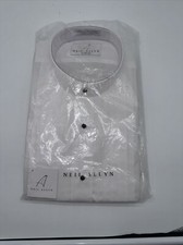 Men's Size L 36-37 NEIL ALLYN Formal White Pin Tucked Bib Tuxedo Shirt Wedding