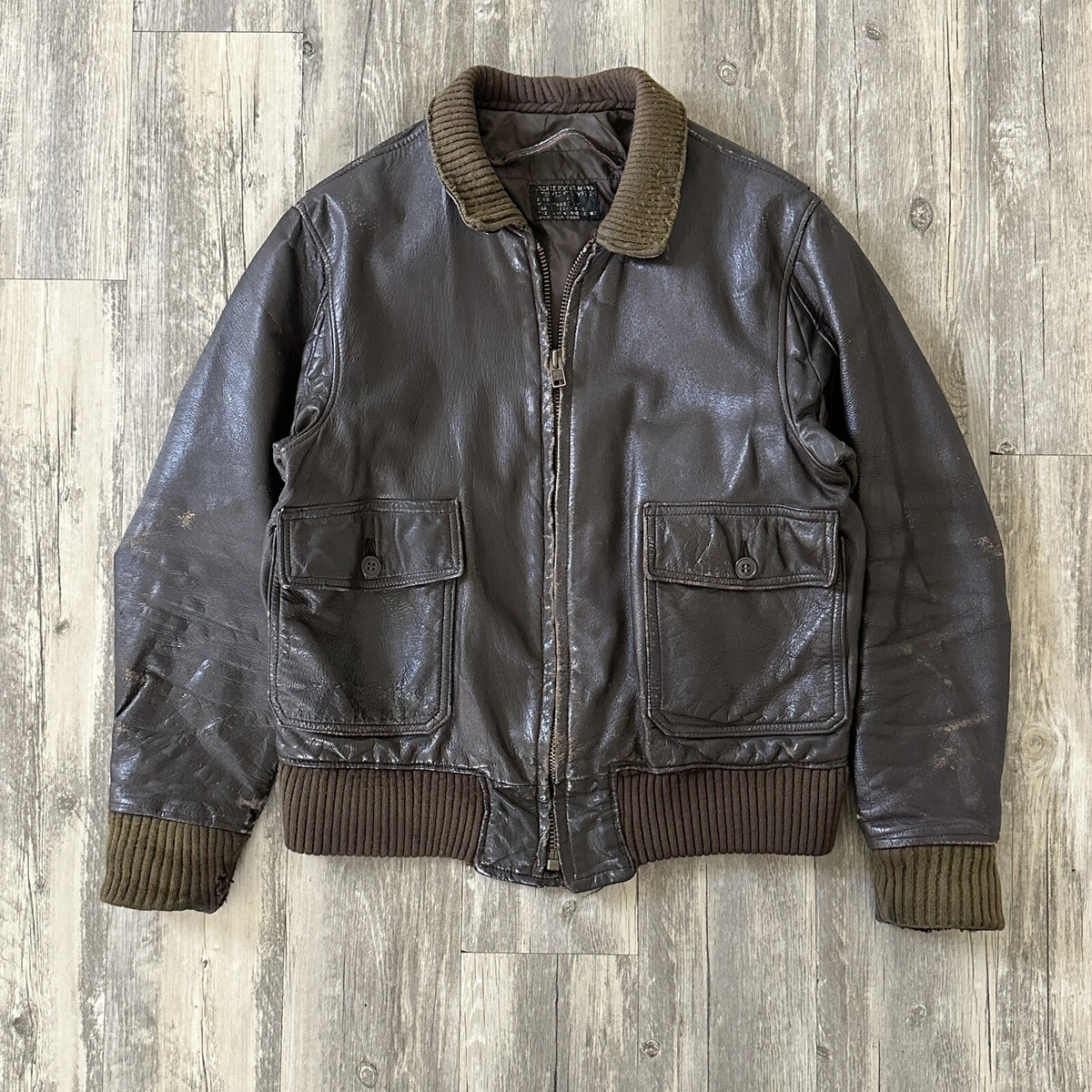 Vintage Military USN The Martin Lane Co Inc G-1 Leather Jacket