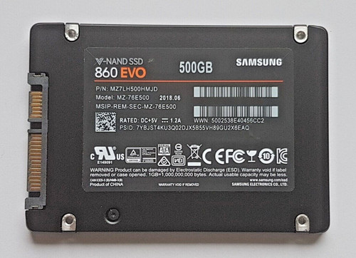 500 GB SATA Samsung V-NAND SSD 860 EVO MZ-76E500 3D-NAND TLC 2.5" Festplatte