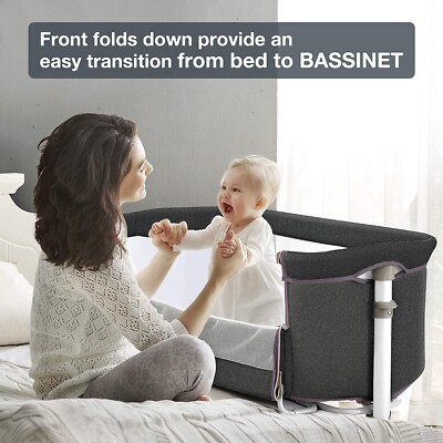 RONBEI Baby Bassinet Bedside Sleeper for Baby/Infants- Dark Gray 