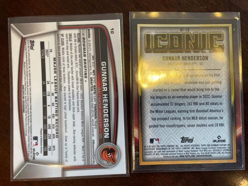 2023 Bowman Chrom Gunnar Henderson ikonischer Refraktor & Basis RC 2 Karten Lot - Bild 2 von 2