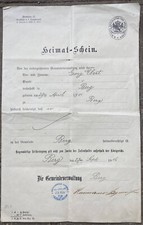 Heimatschein Deutsches Reich Königreich Bayern Oberfranken Berg 1916 G. Ebert