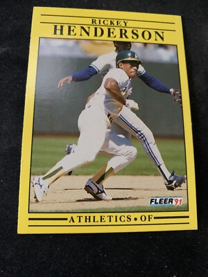 1991 Fleer Baseball Card 10 Rickey Henderson Oakland As Nmmt Free Ship Ebay