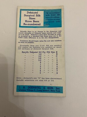 1940's JA Deknatel & Son Surgical Silk Queens Village NY Advertising Ink Blotter