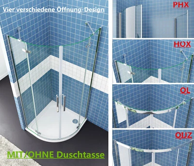 AICA Duschkabine 90x90 80x80 Viertelkreis Eckdusche Duschabtrennung Glas Runddusche