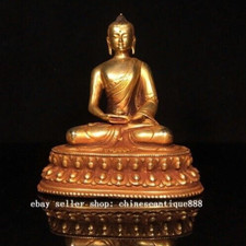 7.8" Old Tibet Buddhism Bronze Shakyamuni Shakyamuni Amitabha Buddha Bowl Statue