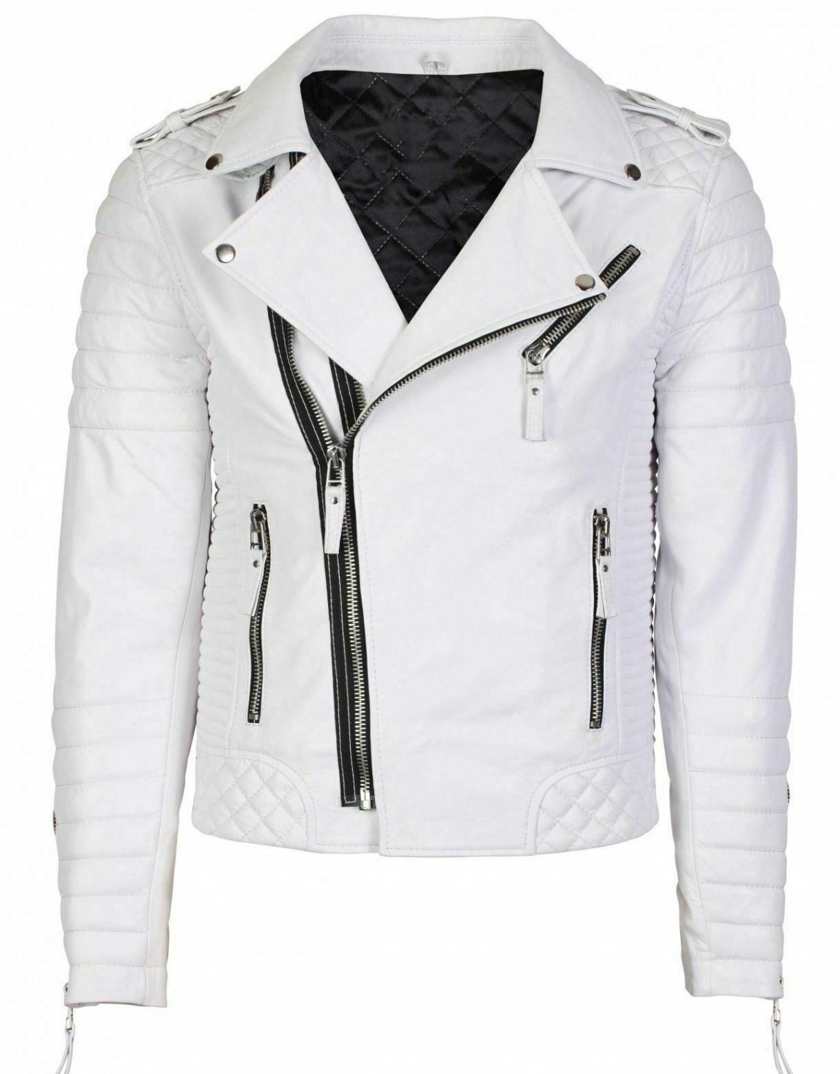 ALTRA Giacca cappotto uomo vera pelle di agnello lusso design premium biker slim bianco