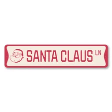 Santa Claus Lane Holiday Sign, Holiday Decorative Sign, Christmas Aluminum Sign