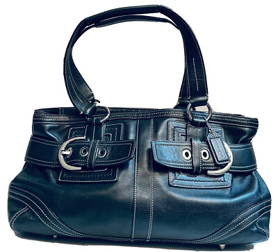 COACH SOHO ブラックレザー ハンドバック Coach Soho Black Leather Satchel Bag