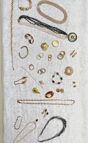 37-piece fine vintage costume jewelry, ca. 1980s. D'Orlan, M Jent, Monet, Napier