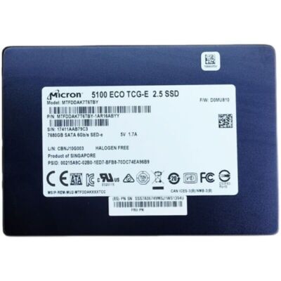 7.68TB Micron 5100 ECO SSD SATA III 2.5'' Server Data MTFDDAK7T6TBY-1AR1ZABYY