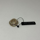 Circular Circle Wreath Brooch Pin Gold New Ann Taylor Crystal Jewel Diamond
