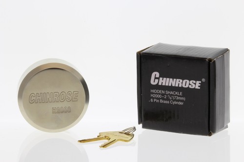 Chinrose Shackless (Hockey Puck) Hidden Shackle Lock • 6 Pin Brass Cylinder