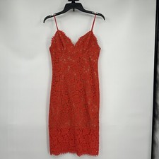 NWT Bardot Lace Dress Women’s Size 10 Orange Spaghetti Straps Lined Date Night