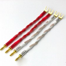 4pcs Pure Copper Wire Banana / Spade Speaker Bridge Jumper Audio Cable 20cm
