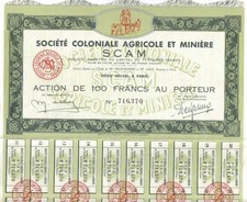 Soci&eacute;t&eacute; Coloniale Agricole et Mini&egrave;re SCAM, Capital 71.670 Mio. Francs