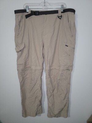 Columbia PFG Mens 42x30 Palm Peak Convertible Cargo Tan Pants To Shorts 